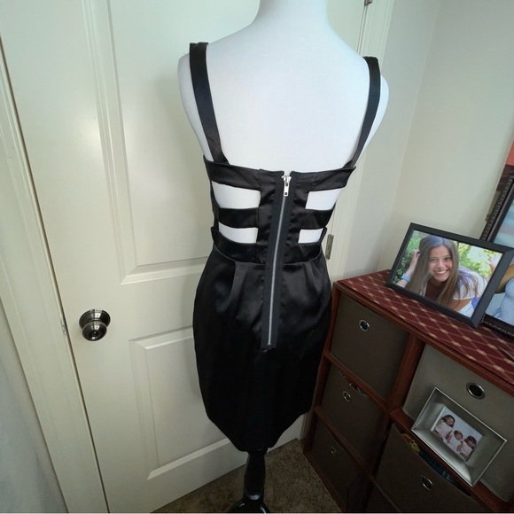 Hailey Logan by Adrianna Papell Black Satin Cut Out Mini Dress - Picture 5 of 16